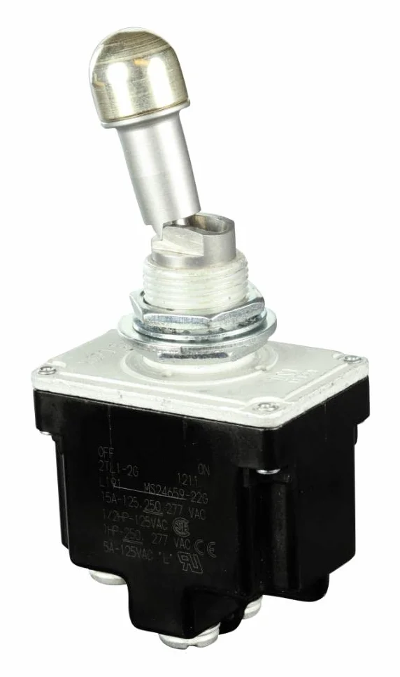 Interruttore a levetta, DPST, 20A, 28VDC, pannello, interruttori a levetta, Qtà.1 | 2TL1-2G