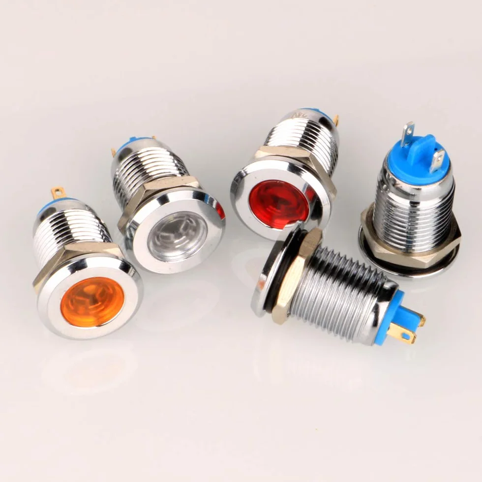 Gebildet 5pcs 12mm LED Indicator Light AC/DC 12-24V Stainless Steel Waterproof