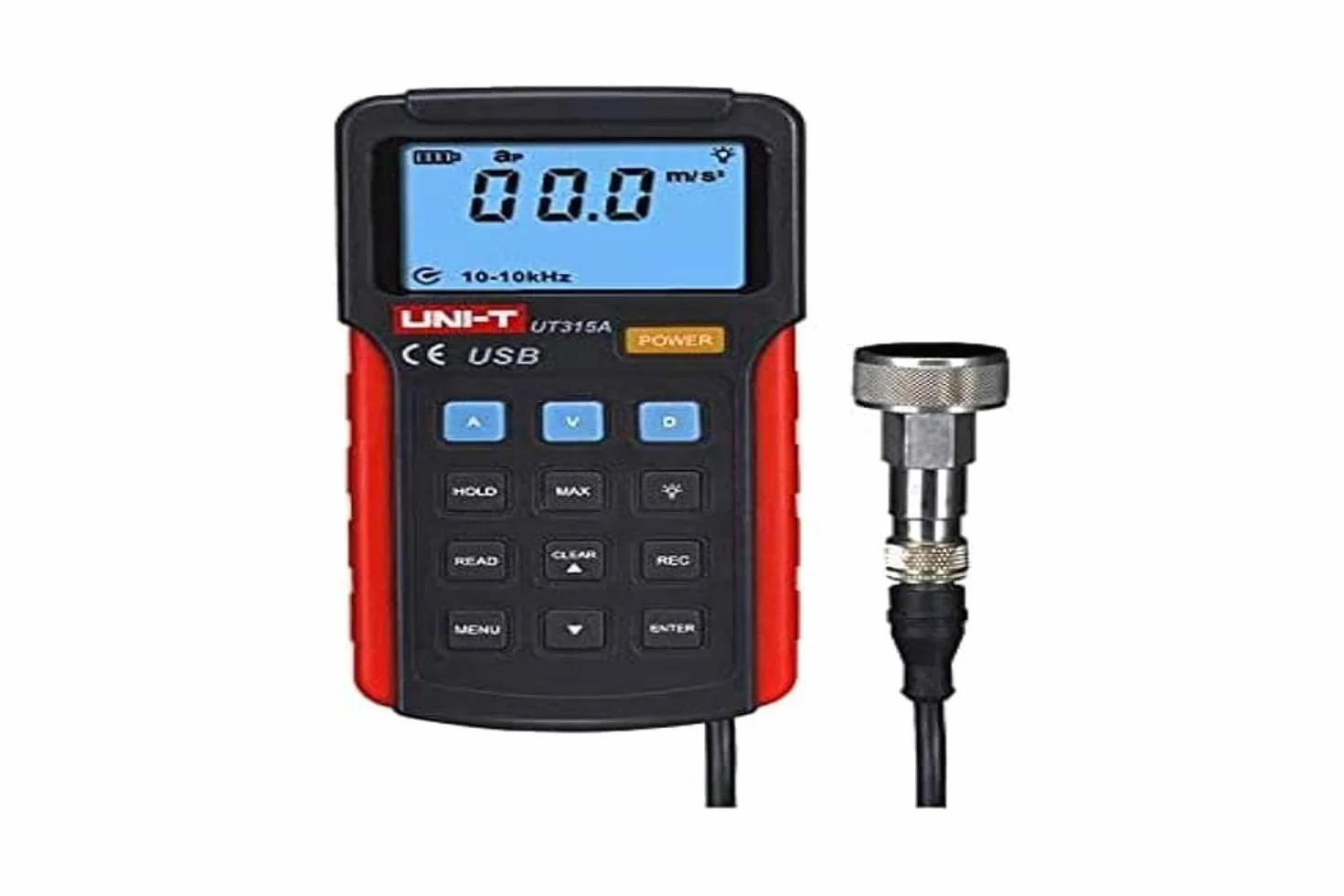 UNI-T UT315A - Tester di vibrazioni, 0,1 – 199,9 m/s², accelerazione, 0,1 – 19,99 mm/s, velocità 1 – 1,999 mm, scorrimento