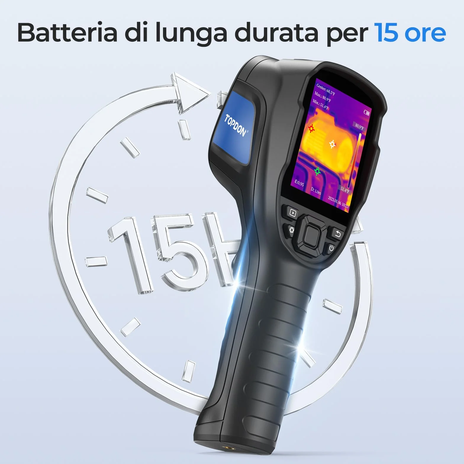 TOPDON TC004 Lite Termocamera Infrarossi, Telecamera Termica Portatile con Risoluzione 240x180 IR e Durata Della Batteria di 15 ore con Zoom 1x/2X/4X, Intervallo di Temperatura da -20℃ a +550℃