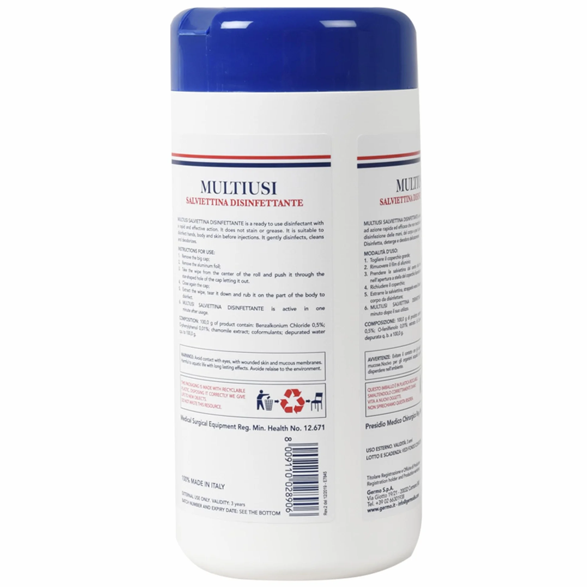 Germo Q360 Fazzolettini Disinfettanti Barattolo 100 Salviettine
