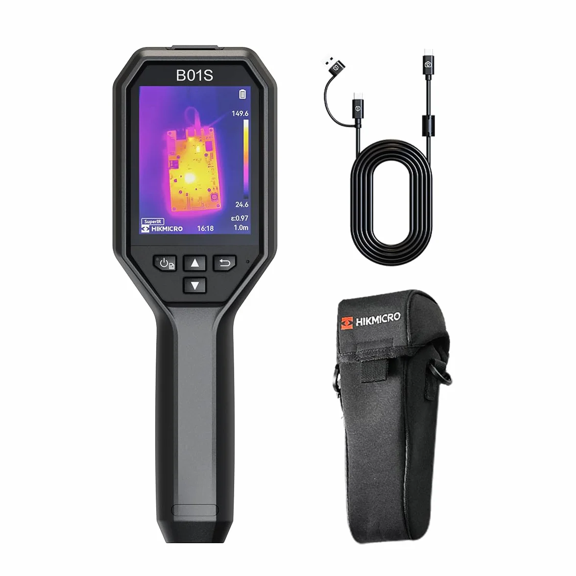 HIKMICRO Termocamera B01S, Risoluzione IR 256 x 192, WiFi, 25 Hz, Termocamera, schermo LCD da 3,2 "con risoluzione di 640 x 480, Imager Termico Portatile a Infrarossi da 49.152 Pixels