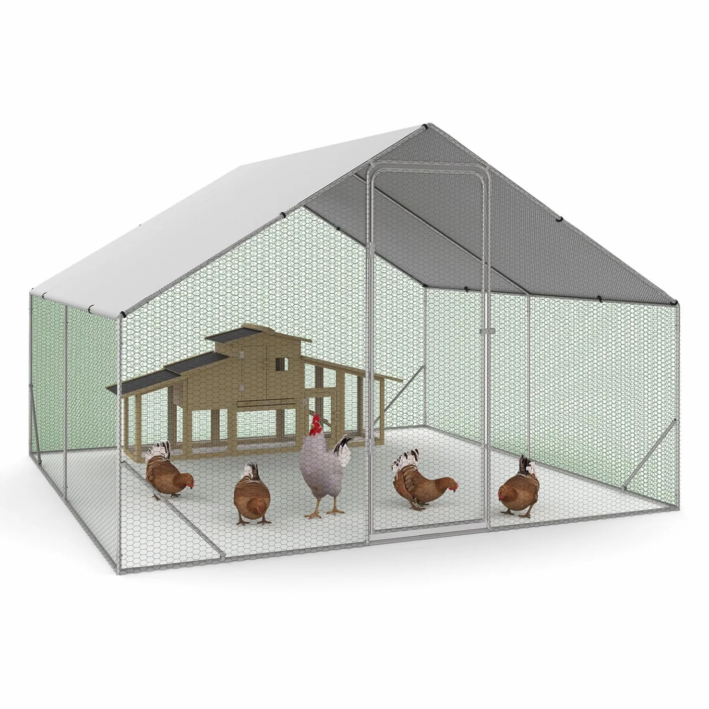 IDMarket – Recinto per pollaio 9 m² Parco a rete 3x3 M Acciaio galvanizzato