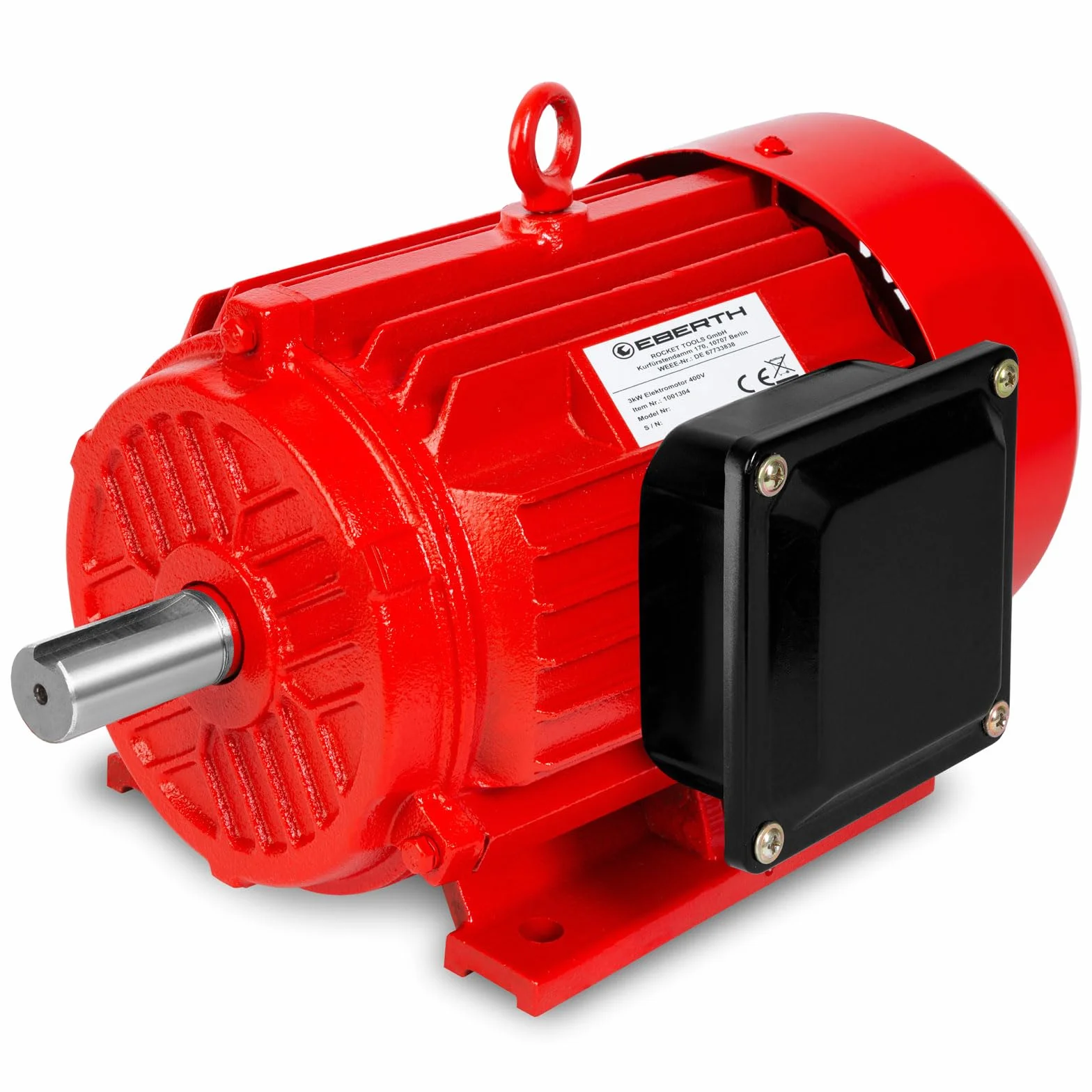 EBERTH 400V Motore Elettrico Trifase con 3kW di potenza, Motore Compressore in alluminio, velocità 2880giri/min, corrente 6,4A, fattore di potenza 0,95, motorino asincrono per uso industriale, 32kg