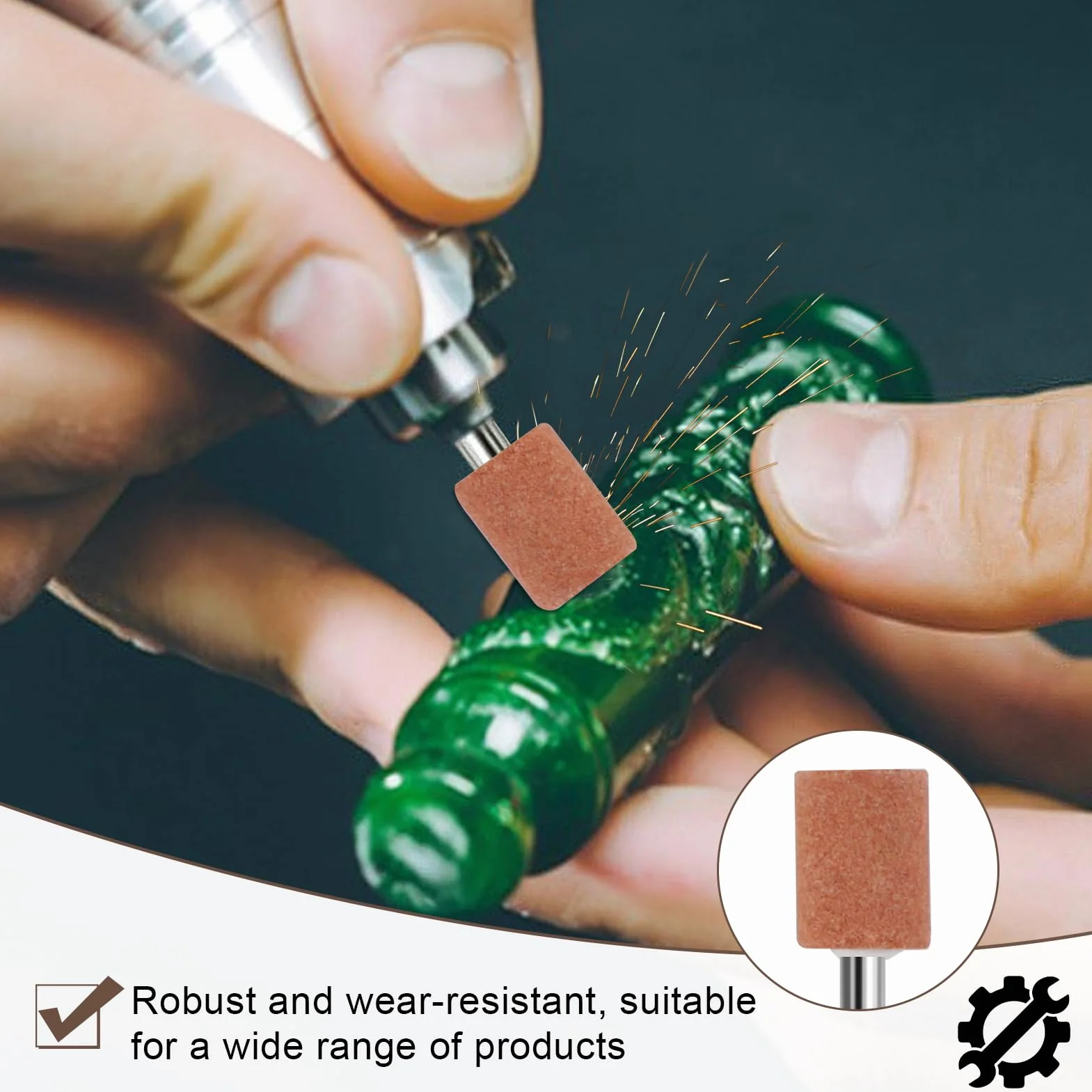 42 Pezzi Accessori per Smerigliatura in Ossido di Alluminio con Gambo da 1/8", Compatibili con Utensili Rotativi, per Affilare, Levigare e Rimuovere su Metalli e Legno