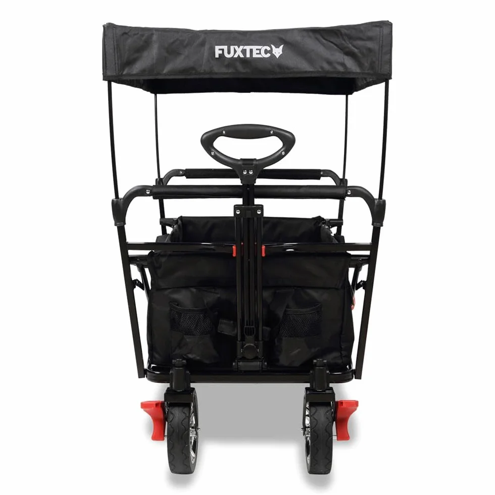 Carrello pieghevole Bollerwagen City per il trasporto di bambini con tetto di protezione UV FUXTEC City FX-CT500 Nero
