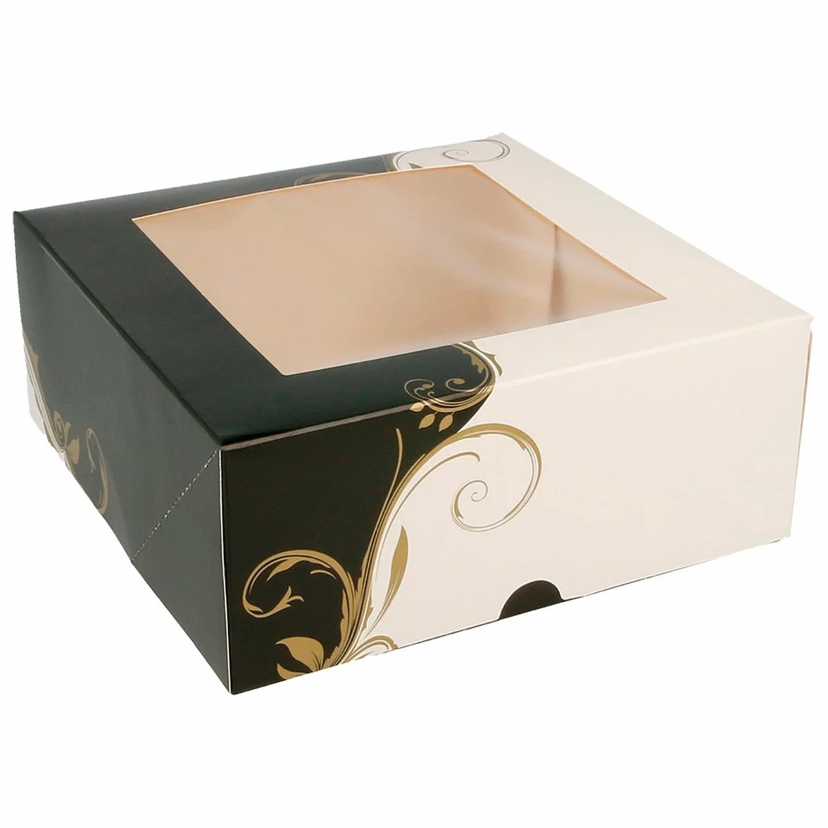 García di Pou Scatole pasticceria con finestra 275 g/m2 18 x 18 x 7,5 cm set da 50 Bianco