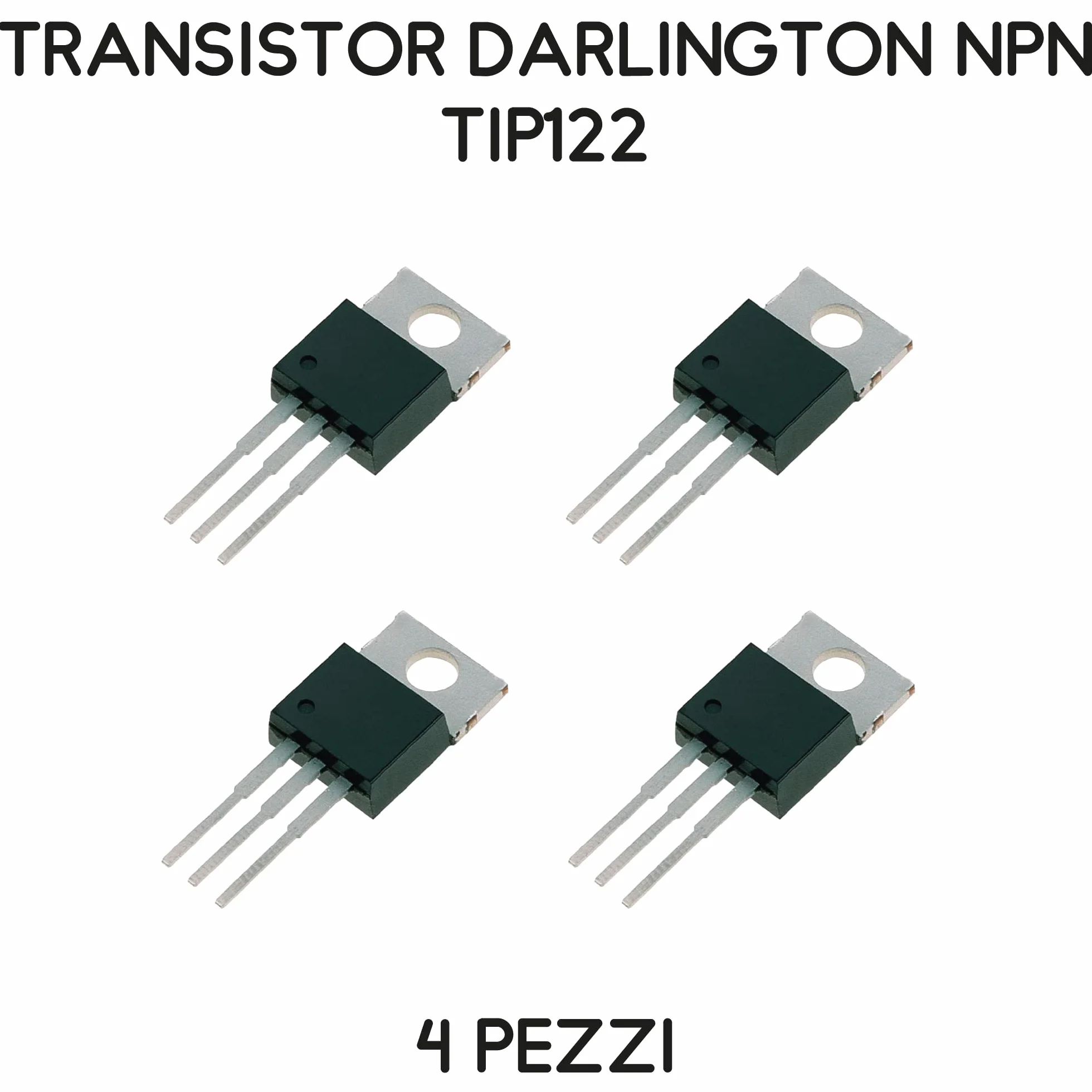 Kit di 4 transistor Darlington NPN TIP122 100V 5A