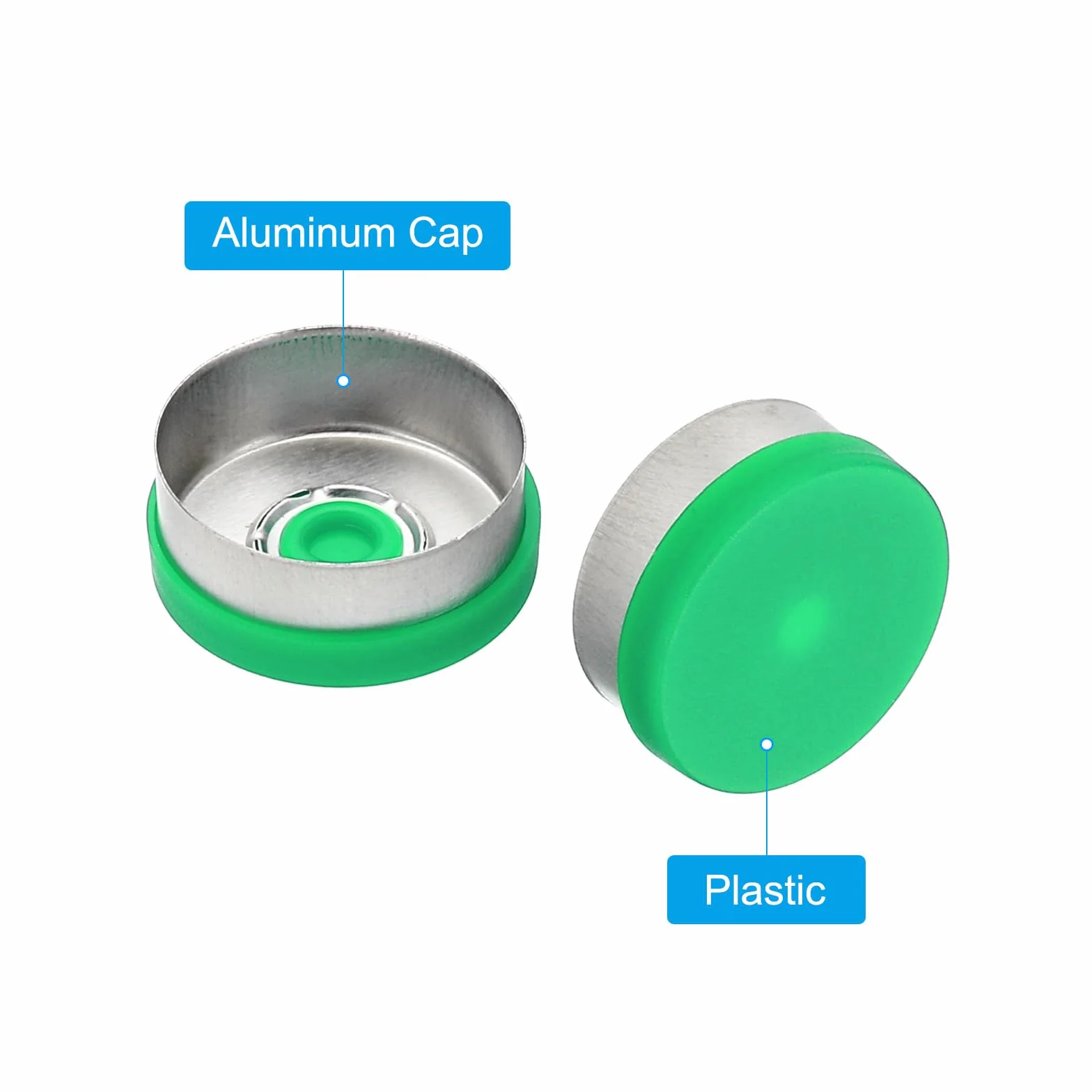 PATIKIL 20mm Tappi A Strappo, 100 Pezzi Sigilli Per Fiale Tappi In Plastica E Alluminio, Verde