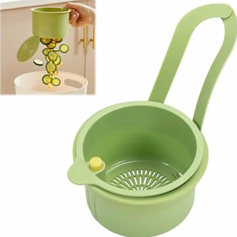 Cestello per lavello da cucina con design sospeso per un efficiente drenaggio dei rifiuti alimentari, pulizia della frutta e gestione igienica dello spazio della cucina (verde)