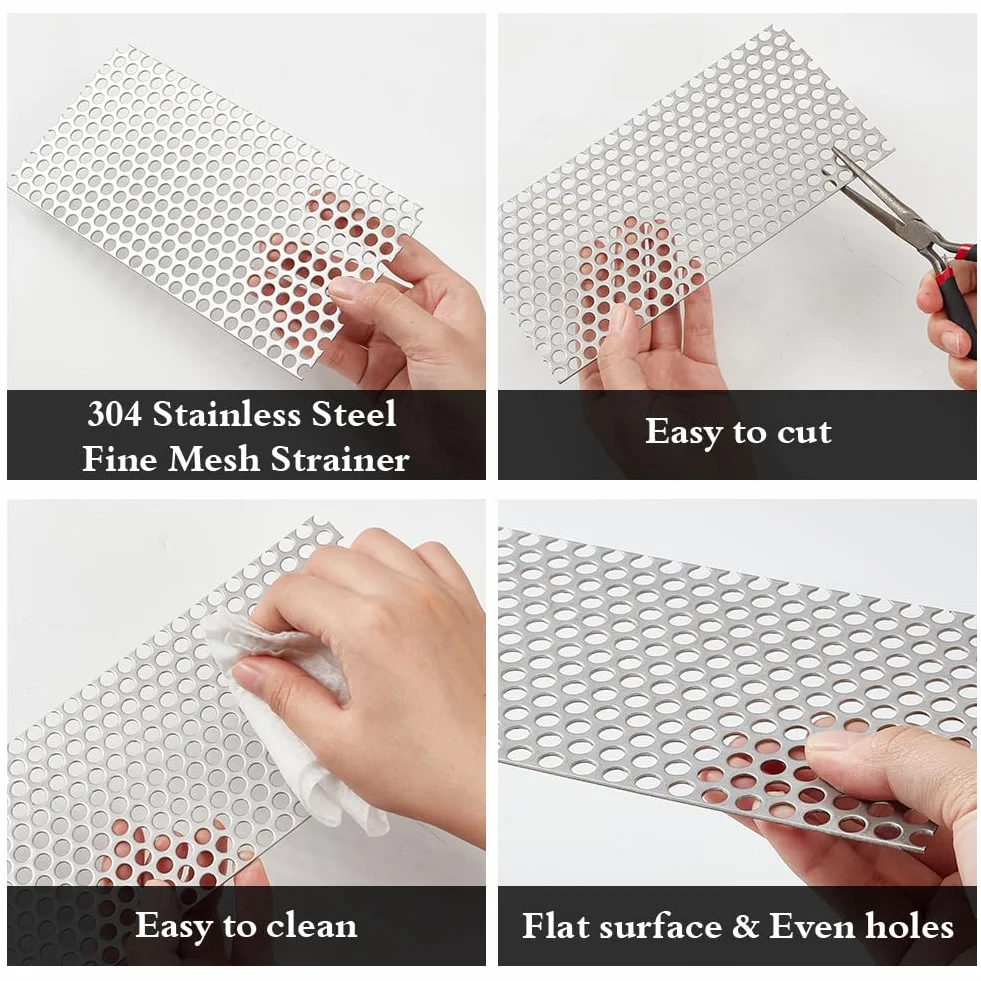 NBEADS 3 pz Lamiera Forata, Lamiera Espansa A Maglie Sfalsate con Fori Da 6mm Lamiera Preforata In Acciaio Inossidabile per Ventilazione e Filtrazione Dei Fumi, 20x10cm, Spessore 1.5mm