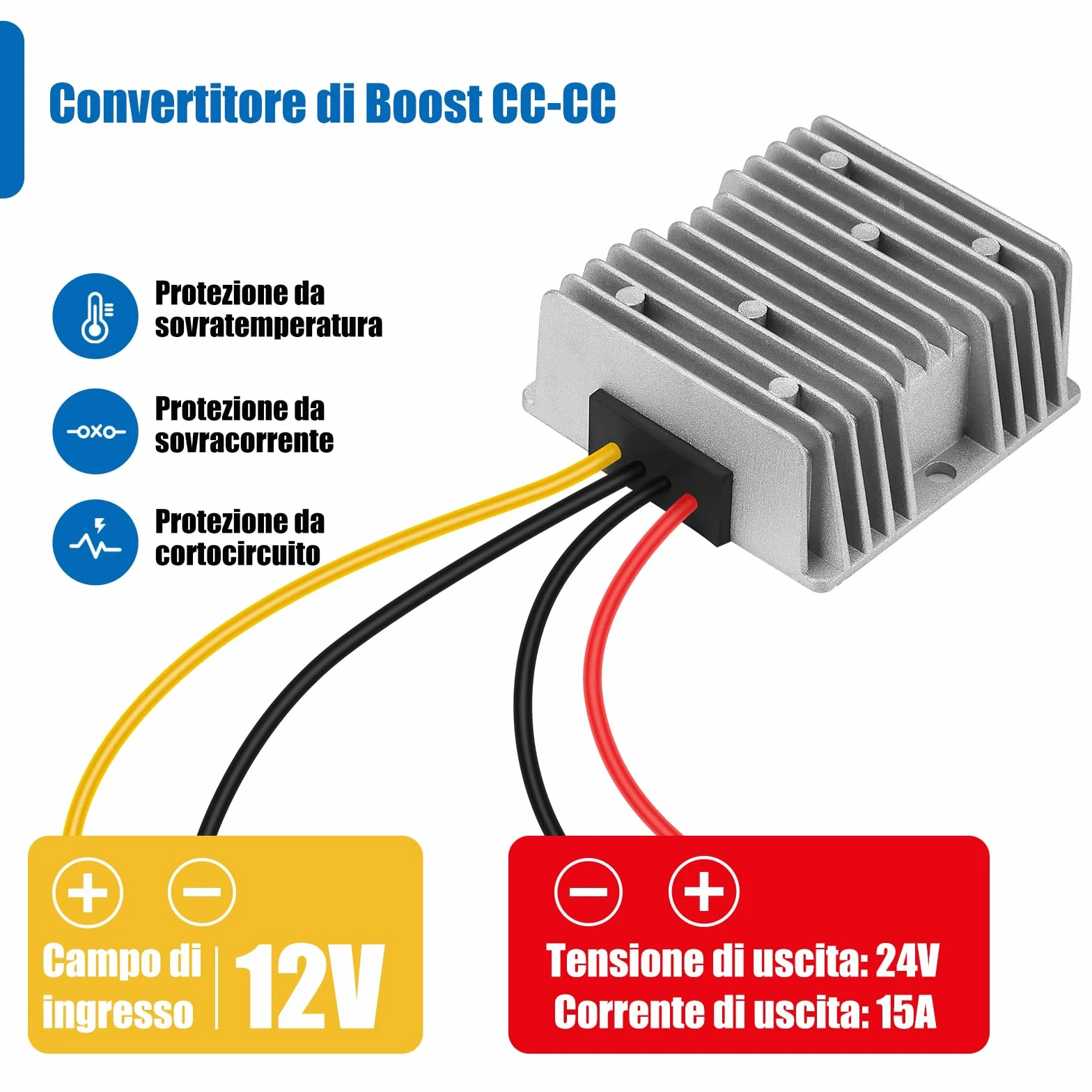 Step up 12V 24V 15A 360W DC DC Converter Boost Volt
