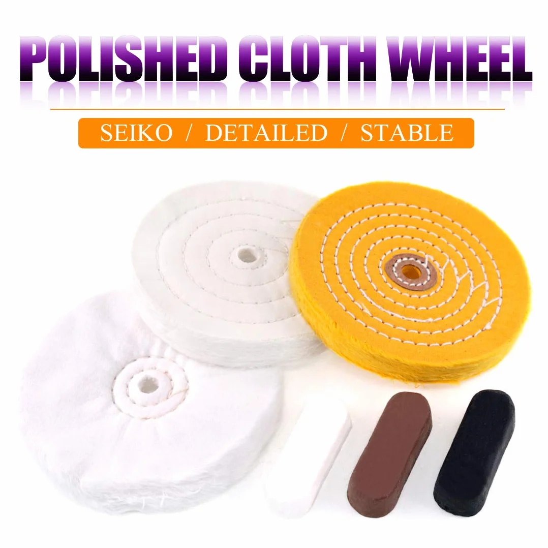 Swpeet 6 pezzi dischi per lucidatura lucidanti professionali da 6 pollici con kit di composti lucidanti a 3 colori, incluso cotone (60 strati), giallo (42 strati) e flanella (30 strati)