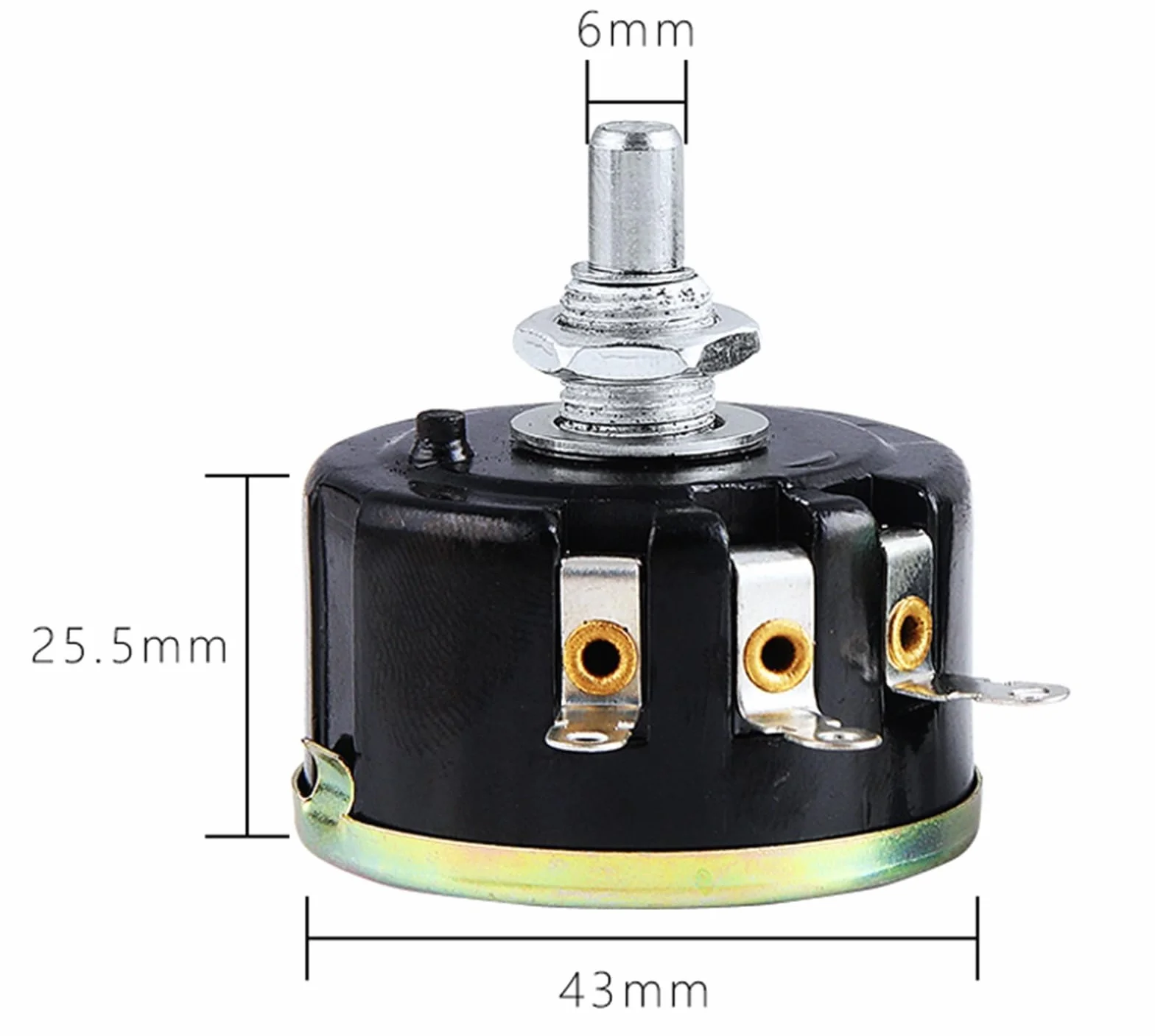 potenziometro a filo avvolto, Potenziometro a filo avvolto WX111 5 W, resistenza 22-47 K, tolleranza ± 5%, nero, modello WX111-1 pz