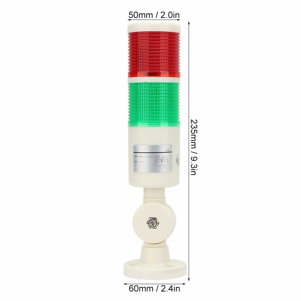 Segnale luminoso di avvertimento Segnale di allarme Luce 24V Rosso Verde Lampada Indicatore luminoso d'avvertimento della torre con segnale acustico e cicalino