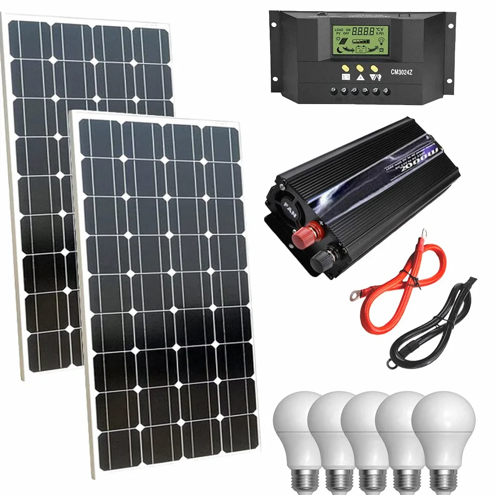Kit Fotovoltaico 2KW Pannello Solare 200W Inverter 2000W Regolatore 30A