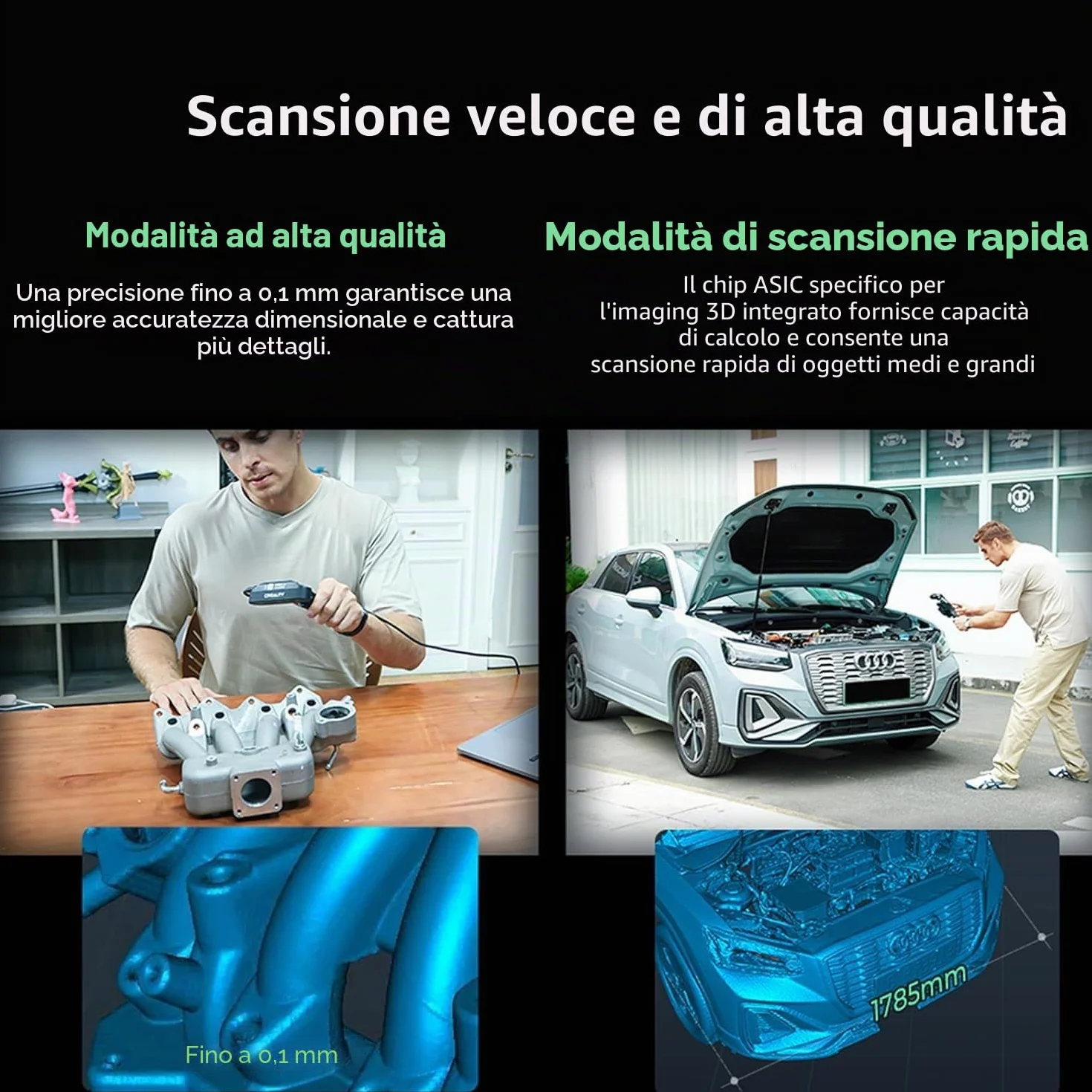 Creality 3D Scanner Ferret Pro, scanner 3D ufficiale CR Scan Ferret Pro, scansione wireless, tracciamento anti-vibrazione, scansione a colori veloce, precisione di 0,1 mm