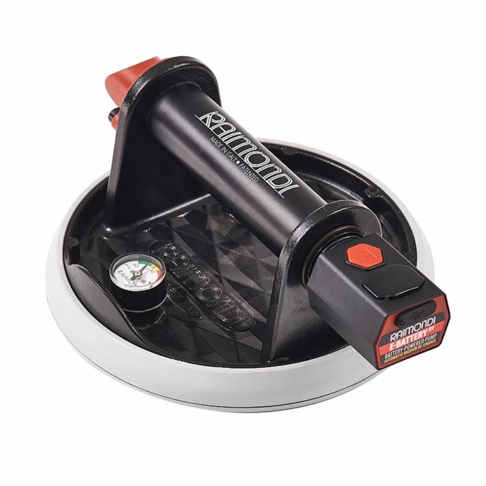 RAIMONDI RV Battery+ Ventosa a Batteria, Alluminio Pressofuso, 175mm, Ricaricabile USB-C, Recupero Automatico Vuoto, Portata 130kg