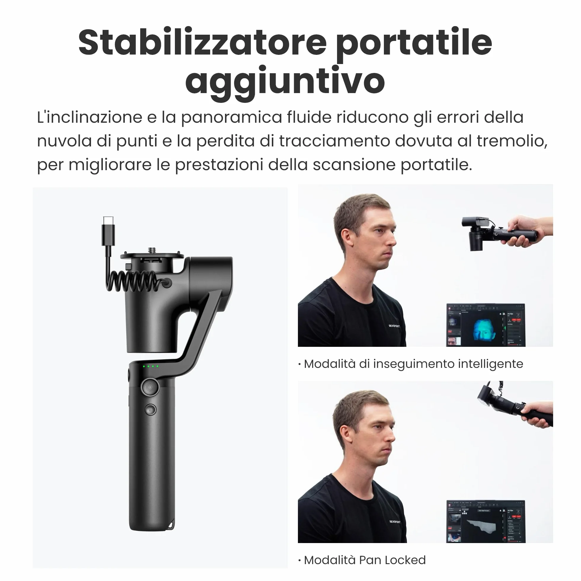 Revopoint POP3 Plus Scanner 3D portatile, Precisione da 0,04 mm, Scansione a colori per oggetti di media dimensione,QuickSurface in prova per 30 giorni, Compatibile con Android/iOS/Win/macOS, Premium