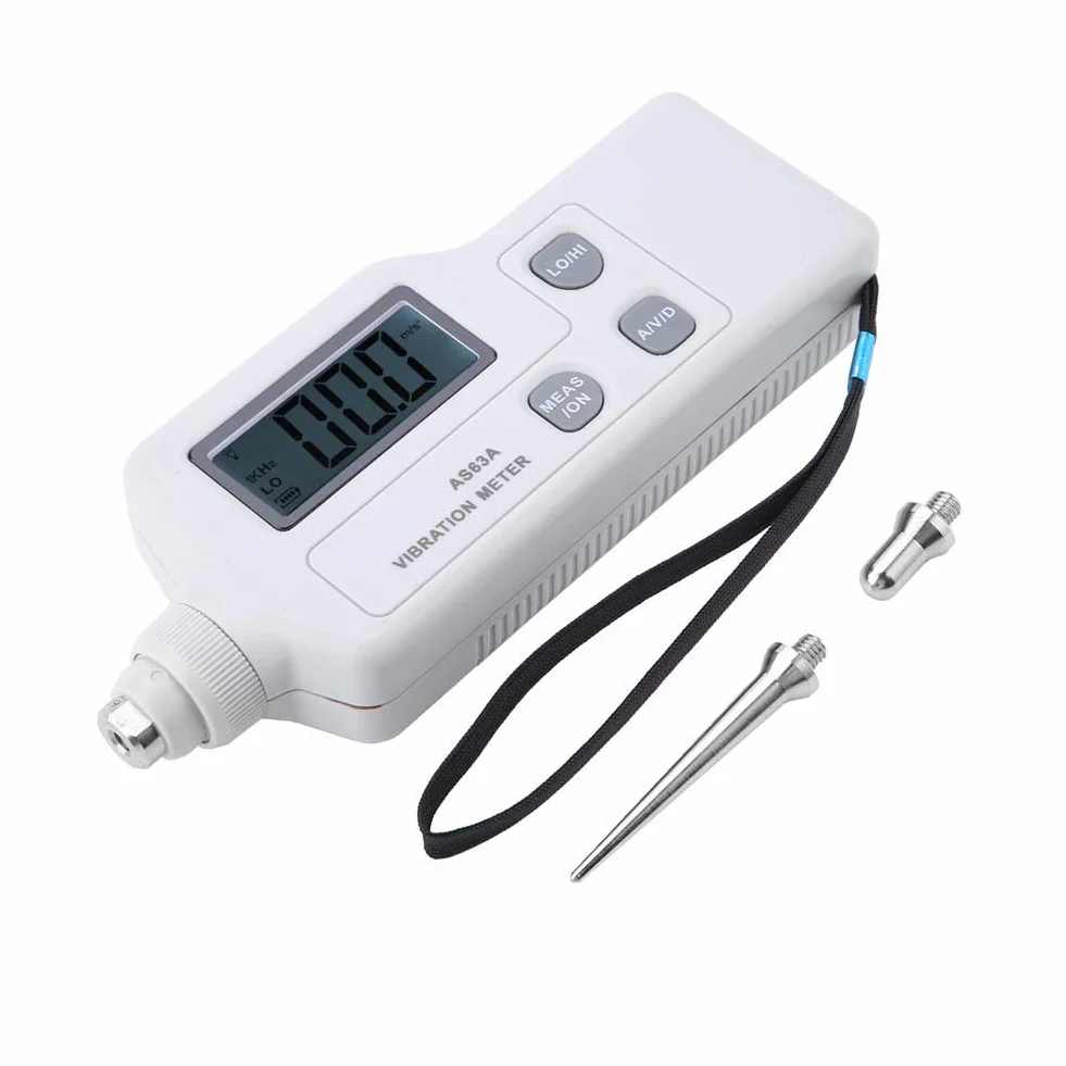 Misuratore di vibrazioni, ampia applicazione professionale AS63A Display LCD Misuratore di vibrazioni Resistente all'usura per velocità