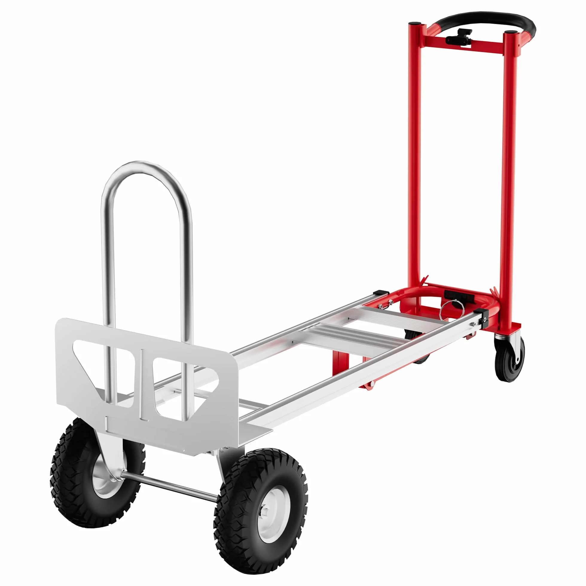 Carrello trasporto pieghevole per impieghi gravosi 3 in 1 Carrello manuale acciaio convertibile capacità carico 350 kg pieghevole ruote antiforatura cinghie elastich ideale magazzino uffici c