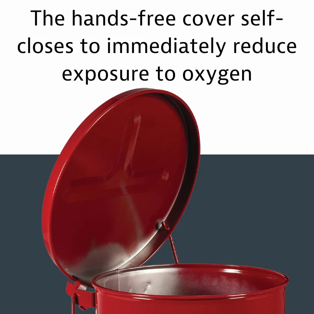 Justrite 09700 rifiuti oleosi di sicurezza in acciaio zincato con leva per piede, capacità 80 L, diametro x 18-3/20,32 cm (8") 23-7/H (16 40,64 cm, colore: rosso