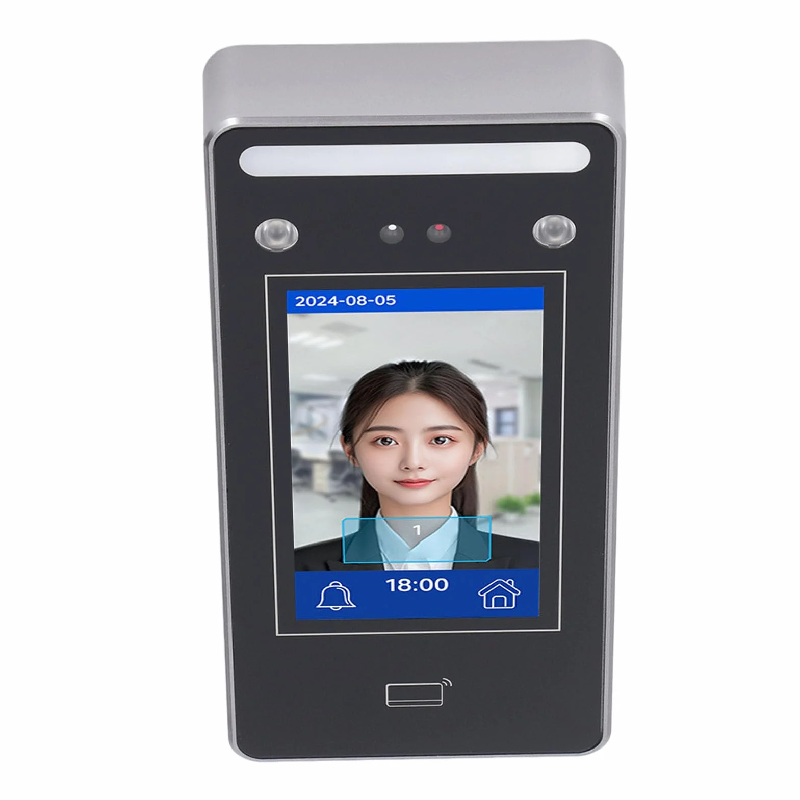 AI Macchina di Frequenza del Riconoscimento Facciale | 0,2S Verifica Rapida e a Doppia Fotocamera | 500 Capacità della Carta Facciale/500 | 4.3 touchscreen | per il Controllo