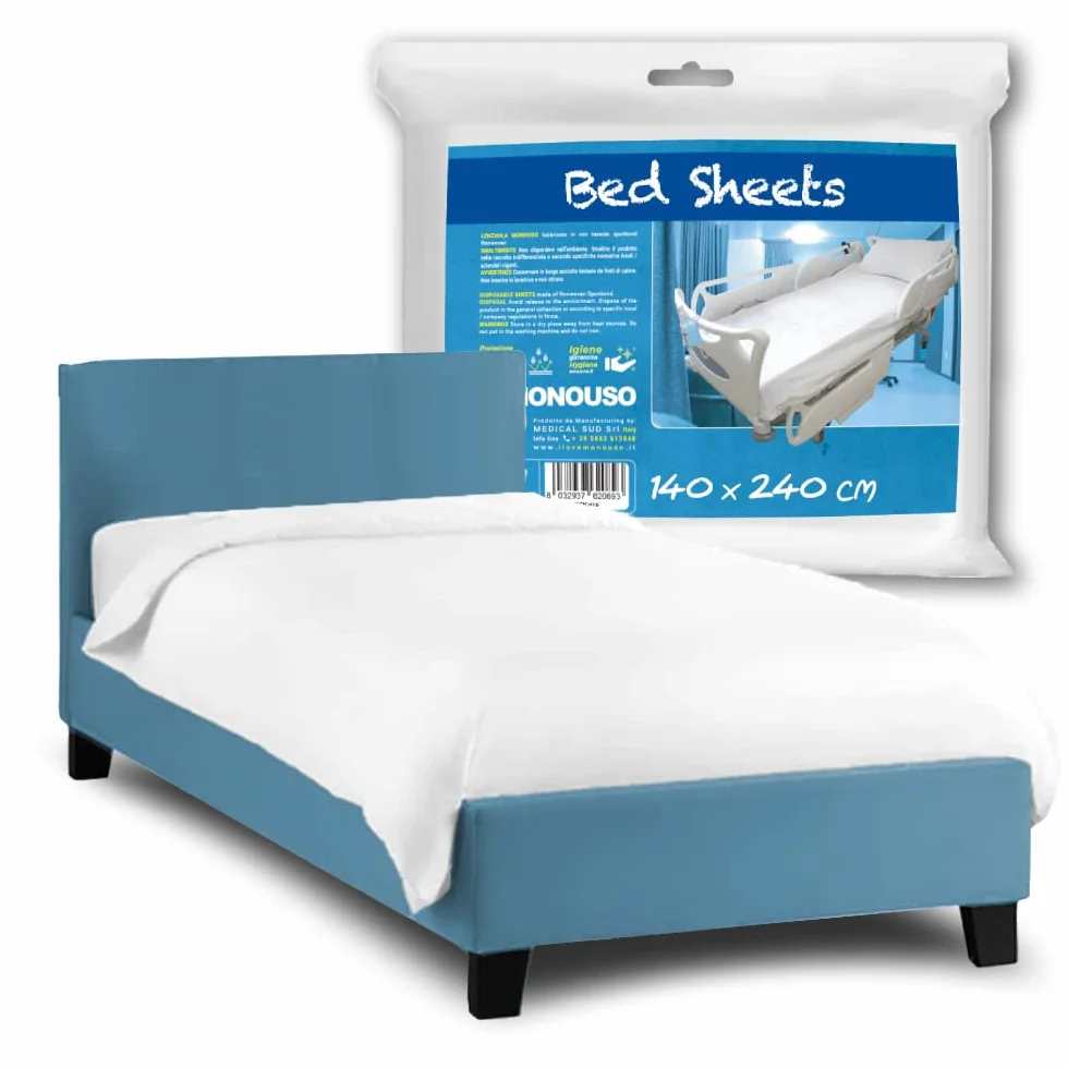 100 Lenzuola Usa e Getta Per Letto Singolo Cm 140 x 240, Ideale Per Viaggio Ospedale Medici Hotel Terme, Lenzuolo Coprilettino Monouso In Tnt, Made In Italy, Medical Sud