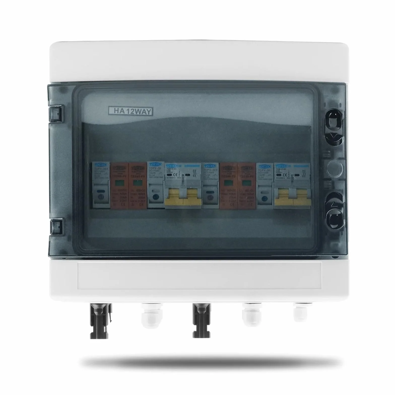 Scatola Combinata Solare Fotovoltaica Quadro di combinazione fotovoltaico solare con protezione contro i fulmini, 2 ingressi e 2 uscite, fusibile CC 600 V, MCB, SPD, scatola impermeabile IP65 a 12 vie