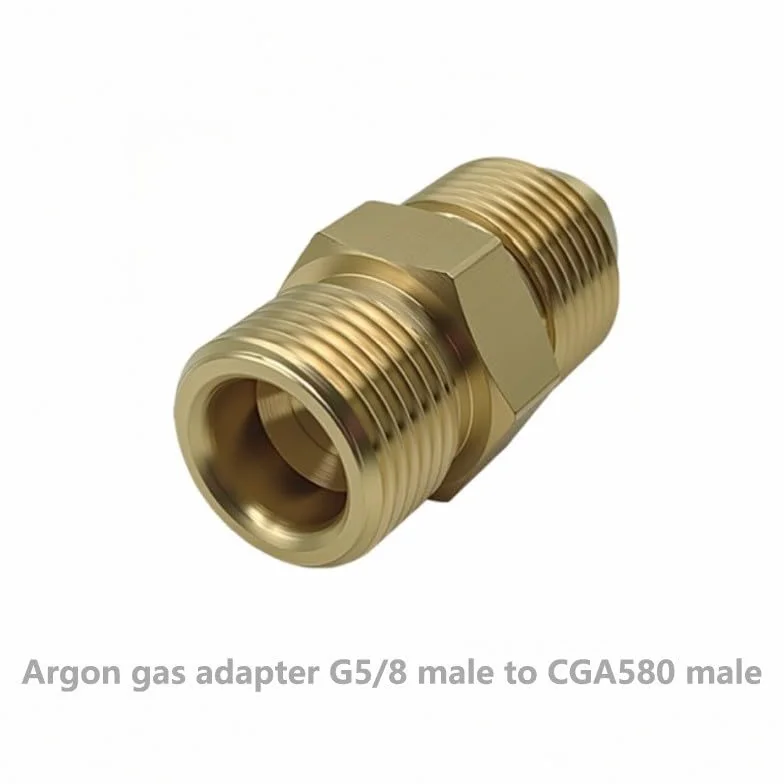 CGA580 per G5/8 Adattatore regolatore gas in ottone bombole Argon, 55 x 24 mm, costruzione in rame