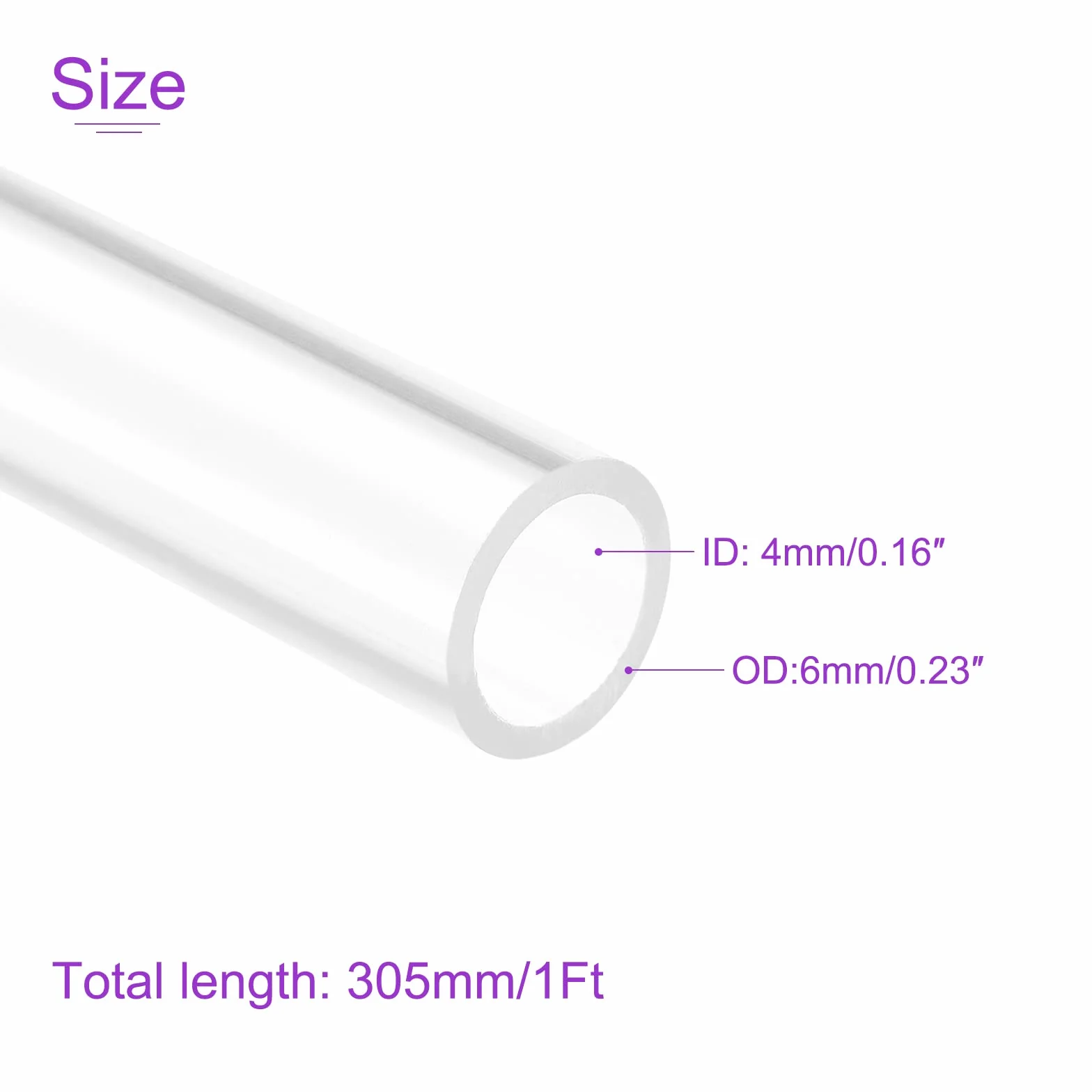 DMiotech 1pz 4mm(5/32") x6mm(1/4") x1Pi Trasparente Rigido Tubazione Plastica Tubo Tubo per Acquario Acqua Tubo, Acqua Raffreddamento Sistema, Idraulica