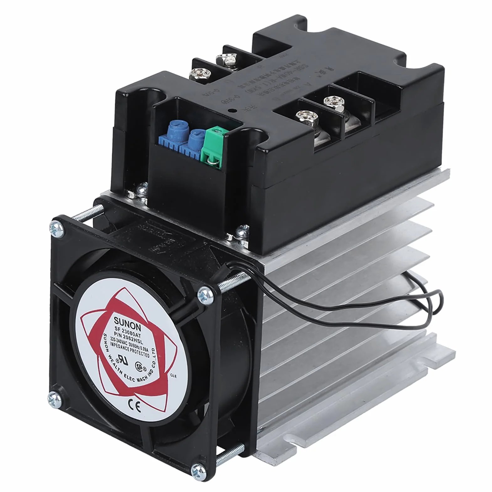 Modulo SSR-40WA-R1 con Fondo in Alluminio Soft Start per Controller Motore Elettrico per Officina Garage con Ventola 380VAC (Modulo+radiatore)