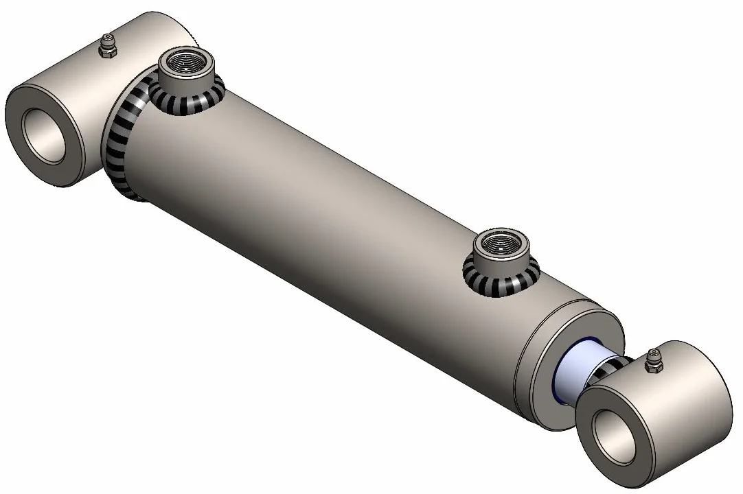 Cilindro idraulico a doppia azione con boccole trasversali, diverse varianti (50/30, 500 mm)