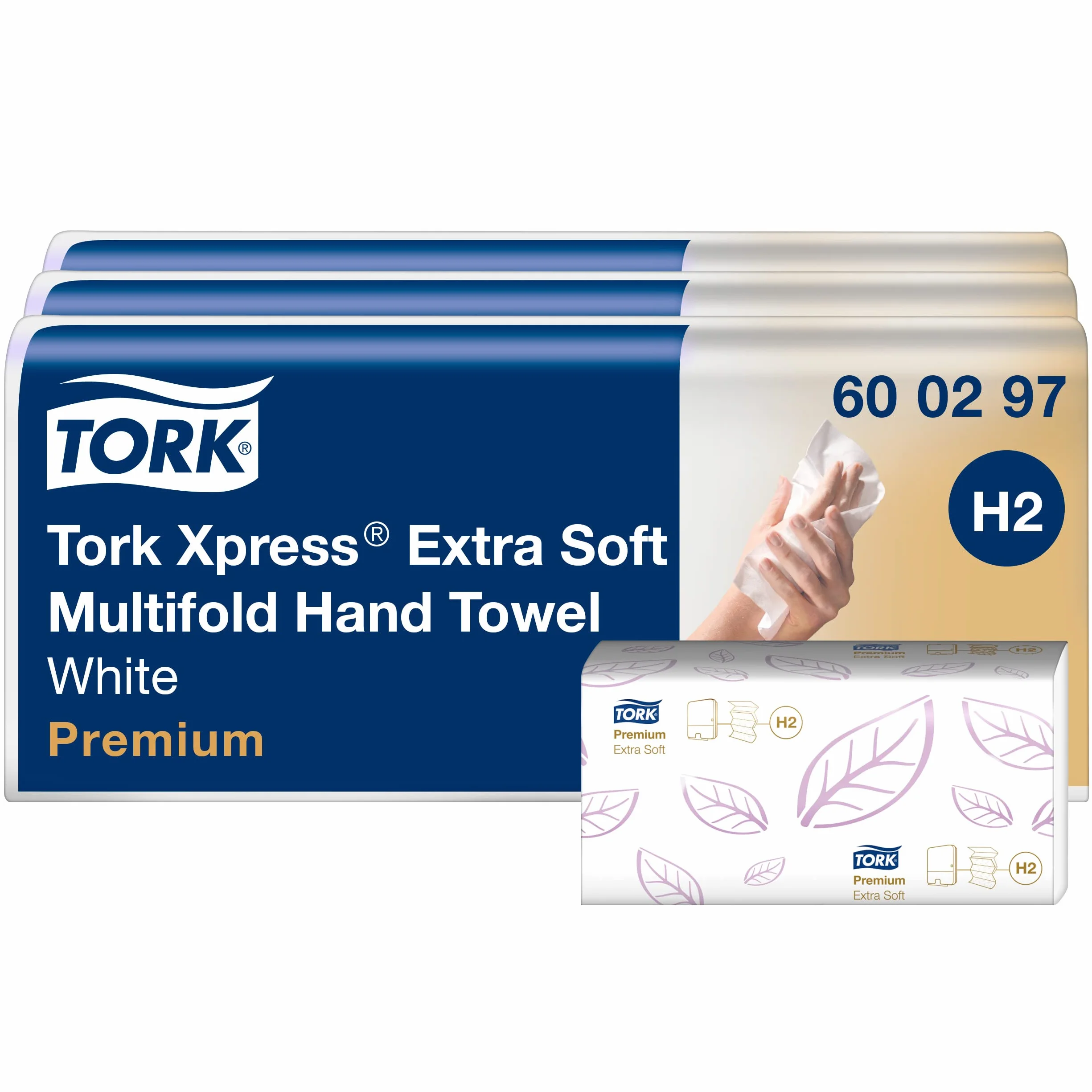 Tork Xpress Extra Soft Multifold Hand Towels 600297 - Asciugamani di carta H2 Premium con alta assorbenza - Grande, 2 strati, bianco - 21 x 100 fogli