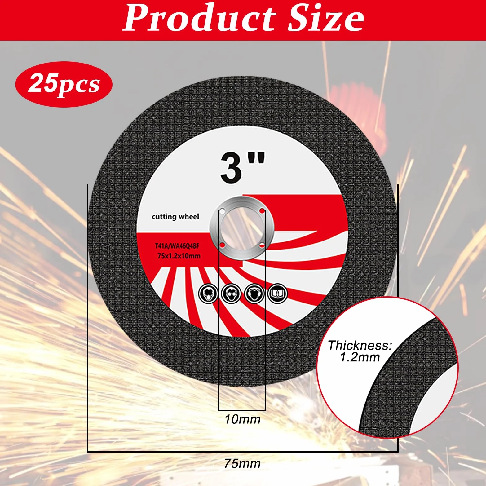 25 Dischi da Taglio 76 mm Metallo Acciaio INOX Ferro, Disco da Taglio 75 x 1,2 x 10 mm per Smerigliatrice Angolare – Taglio Rapido Preciso Multi-Materiale