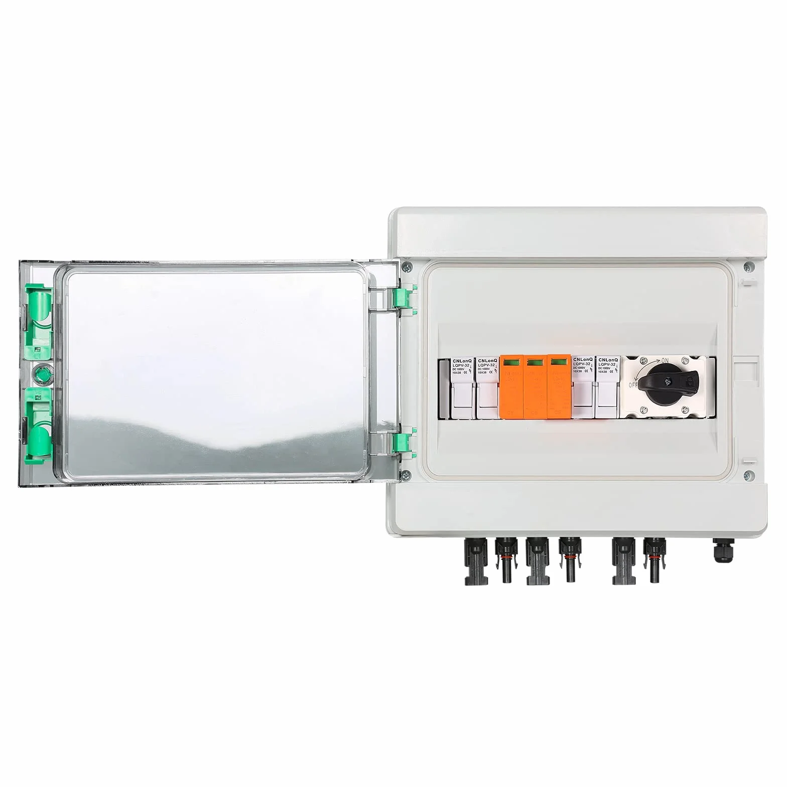 Jadeshay Scatola Combinatrice Fotovoltaica,2 Stringhe Solar PV Combiner Box DC1000V con 2P 32A Interruttore Automatico 40KA Protezione Contro Le Sovratensioni 15A Fusibili per Sistema Solare