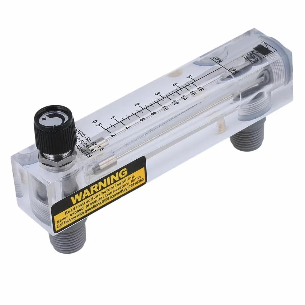 Flussometro a pannello LZM-15T, misuratore di portata per liquidi, vetro acrilico, G1/4'' G1/2'' 0,3-3 GPM 1-11 LPM