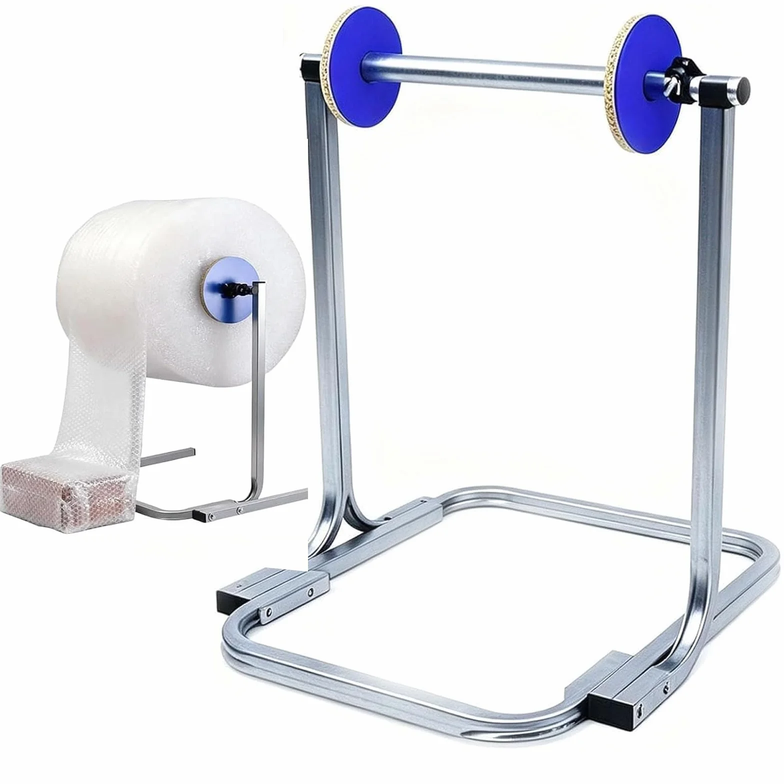 Dispenser per Rotolo di Pluriball, Altezza 84 Cm, in Acciaio Zincato, con Morsetto A Cambio Rapido, Supporto Stabile per Erogazione di Pluriball, Ideale per Magazzino 40cm