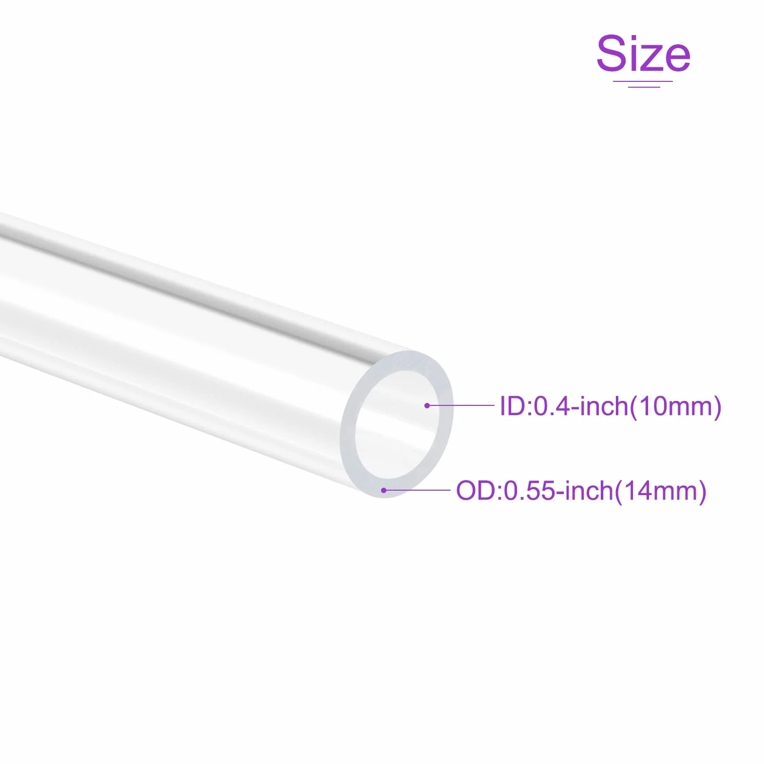 DMiotech 2pz 10mm x 14mm 12" Trasparente Acrilico Tubo Rigido Plastica Tubo per Acquario Acqua Tubo, Acqua Raffreddamento Sistema, Idraulica
