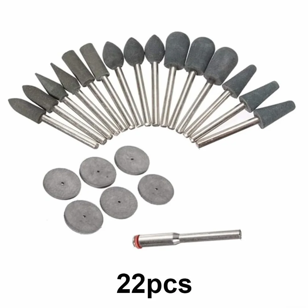 Set di 22 dischi in gomma per smerigliatura e utensili rotanti, accessori per lucidatura e sbavatura multi materiale per pietra, metallo, vetro, adatto per elettrici