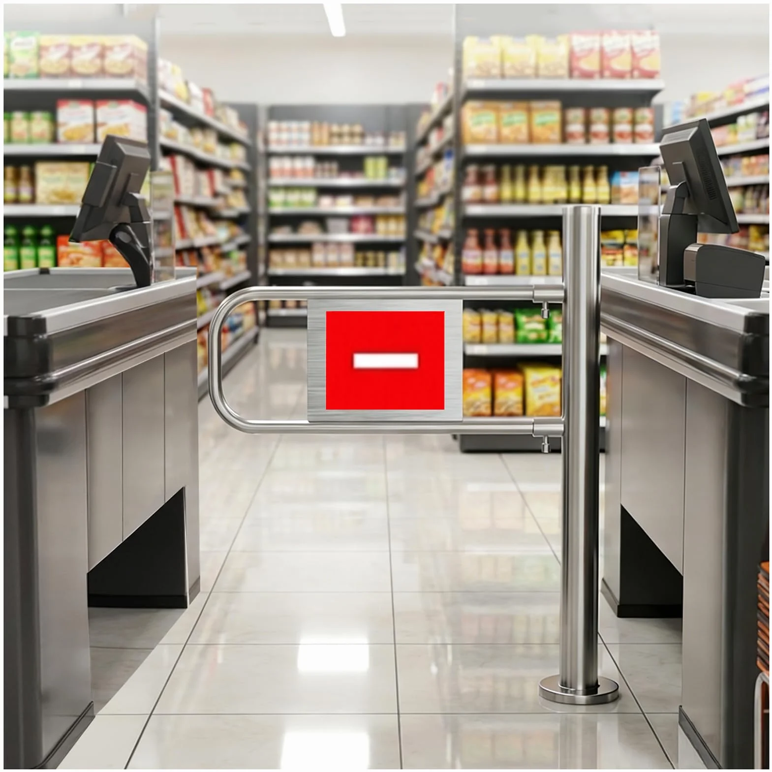 HJZALMI Porta a Battente in Acciaio Inox per Supermercati, Cancello Automatico con Chiusura Sicura e Controllo Accessi, Ideale per Supermercati e Tornelli, Robusto(Argento (Destra), 80x97cm)