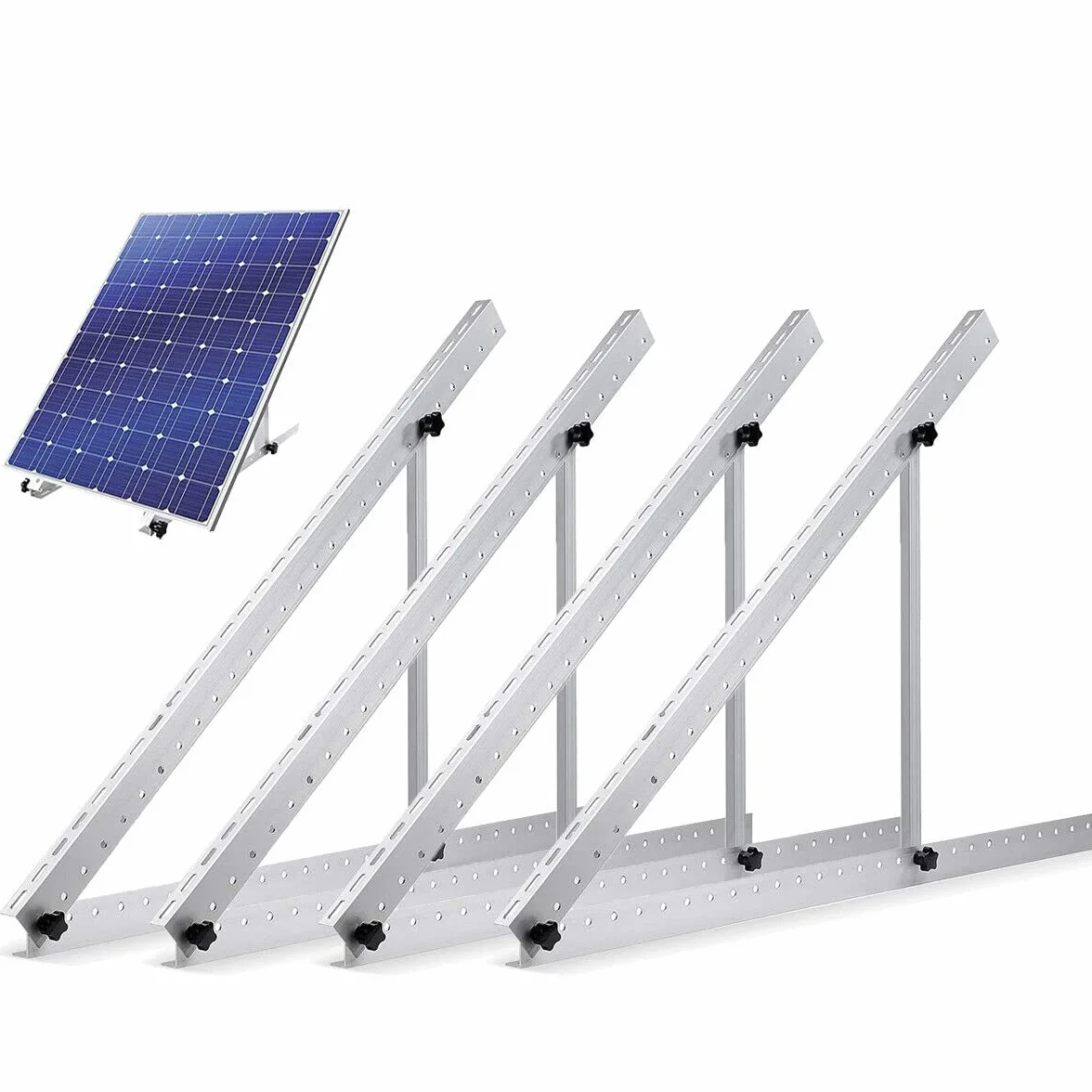 2 paia di supporti per pannello solare da 45 pollici, universale, per pannello solare, 100 W-600 W, con angolo di inclinazione regolabile, staffe di montaggio autonome, 1140 mm