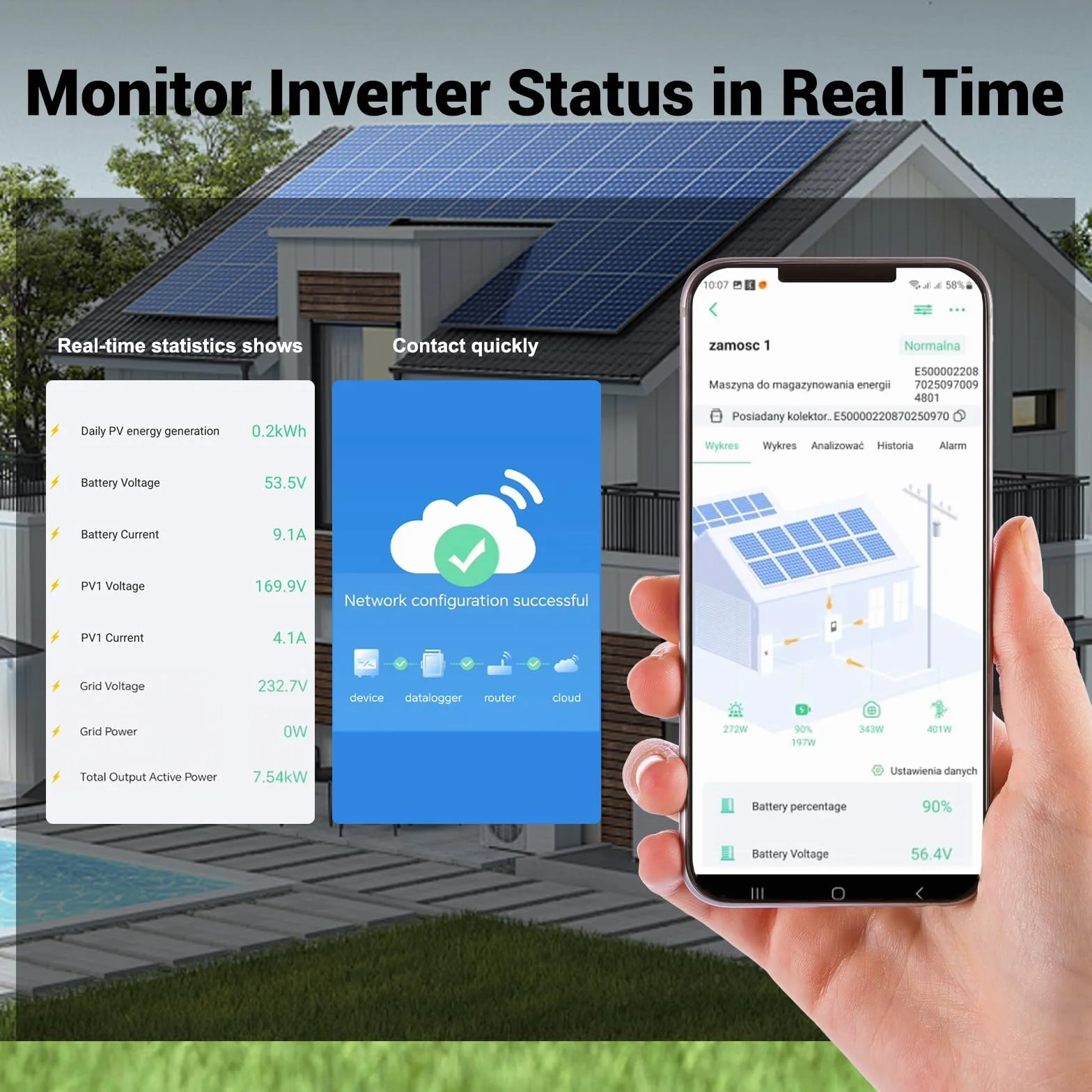 4200W Inverter Ibrido 24V Inverter Fotovoltaico a Onda Sinusoidale Pura, MPPT da 100A Tensione di Ingresso Fotovoltaica Massima di 500V, Adatto Per Batterie al litio da 24V, con Modulo WiFi
