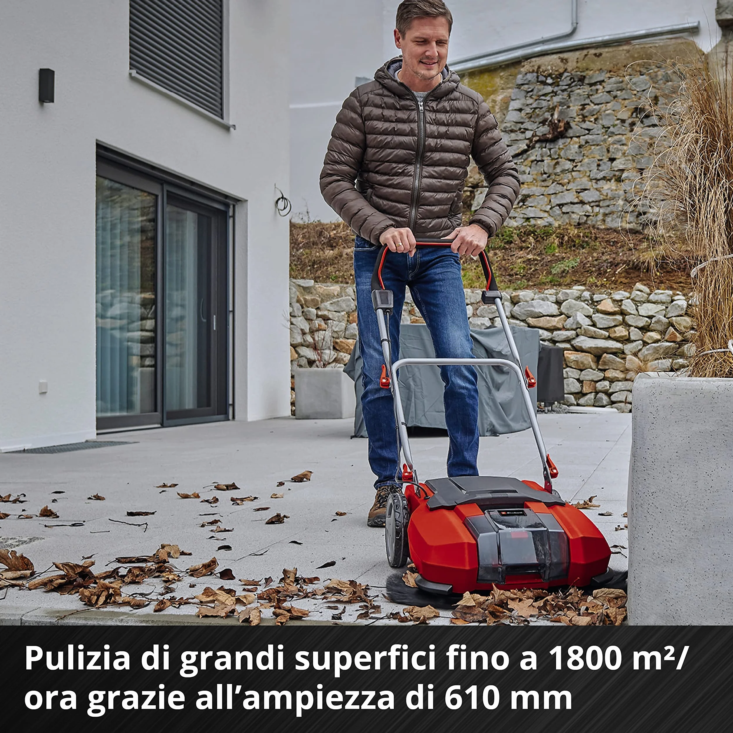 Einhell Spazzatrice A Batteria Te-Sw 18/610 Li-Solo Power X-Change (Ioni Di Litio, 18 V, Contenitore Per Sporcizia Da 20 Litri, Posizione Di Parcheggio, Guarnizione Amovibile, Interruttore On/Off)