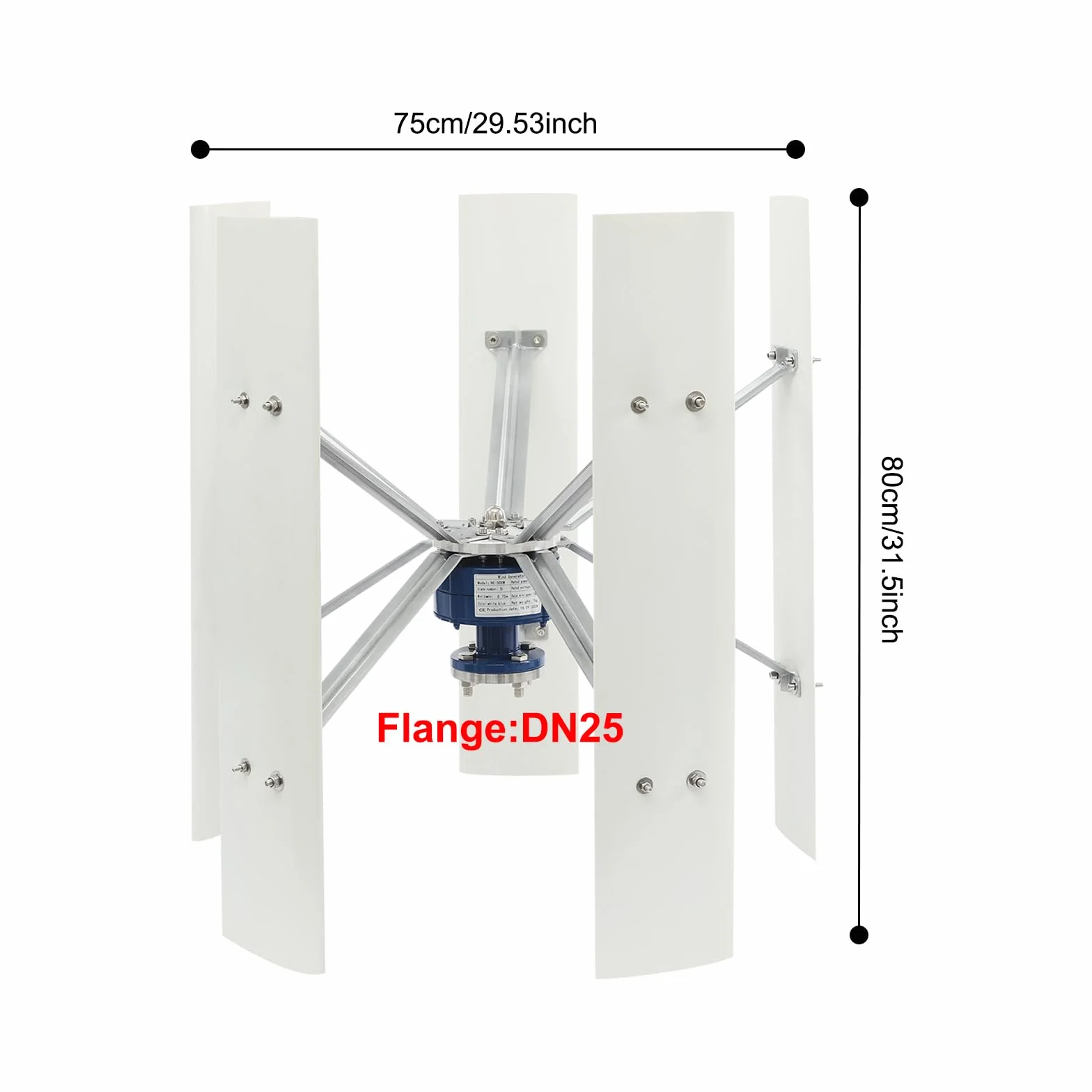 Generatore eolico verticale da 100 W, turbina eolica con 5 pale e controller, magnete permanente, generatore sospeso, turbina eolica per casa, campeggio (12 V)
