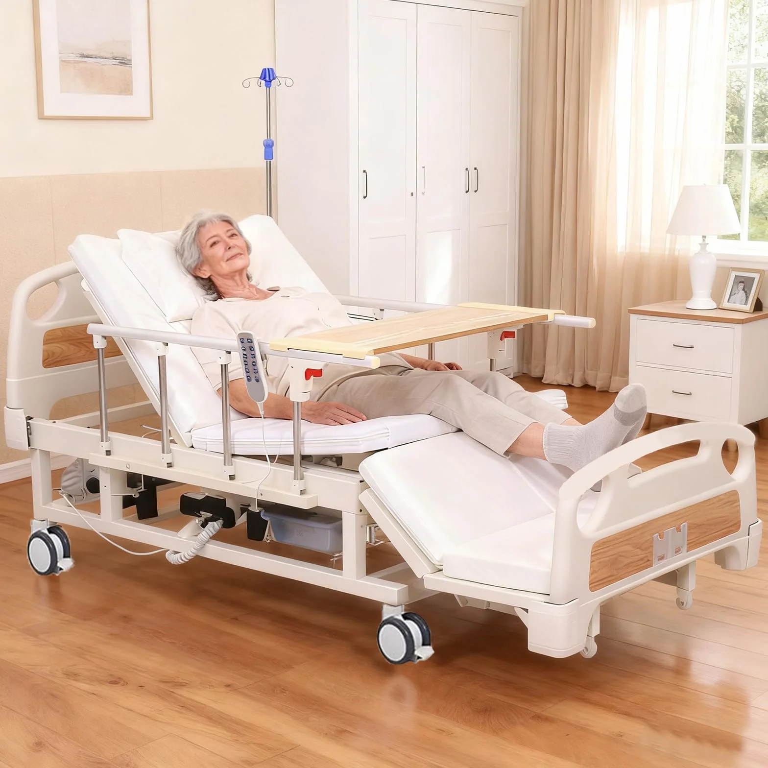 Letto elettrico ospedaliero di alta qualità per uso domestico, telecomando wireless, testa e piedi inclinati, portata fino a 550 libbre, per l'assistenza domiciliare dei pazienti