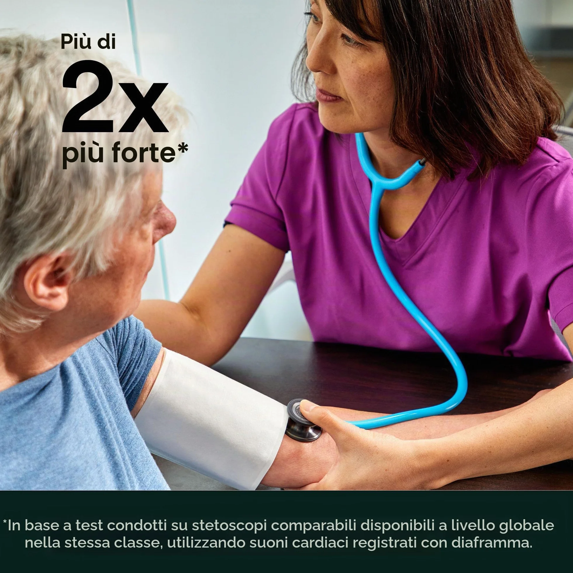 3M Littmann Classic III Stetoscopio per monitoraggio, tubo auricolare blu Caraibi, 69 cm