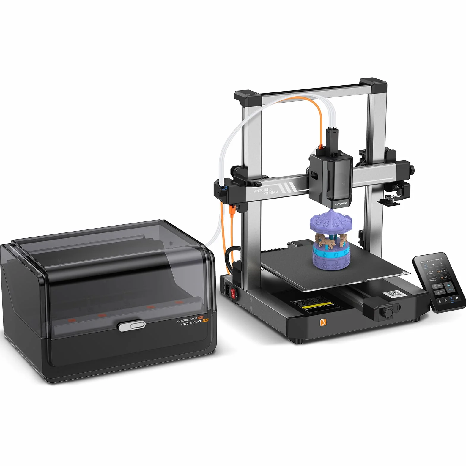 ANYCUBIC Kobra 3 Combo Stampante 3D Intelligente per la Stampa Multicolore (da 4 a 8 Colori), Stampante 3D FDM ad Alta Velocità di 600 mm/s, Grande Volume di Stampa 250 * 250 * 260mm
