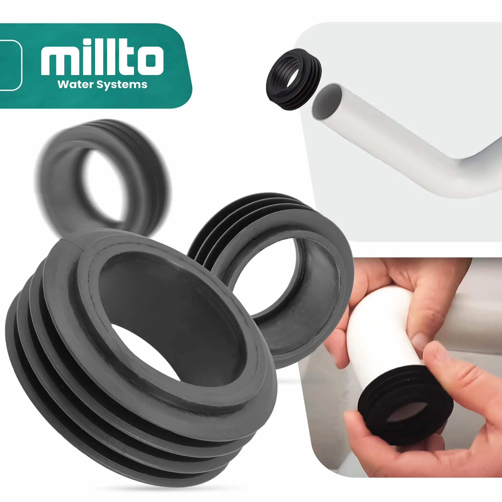 Riduttore in Gomma a Filo Interno 40 x 50 mm - Guarnizione di Collegamento per WC e Tubi di Scarico