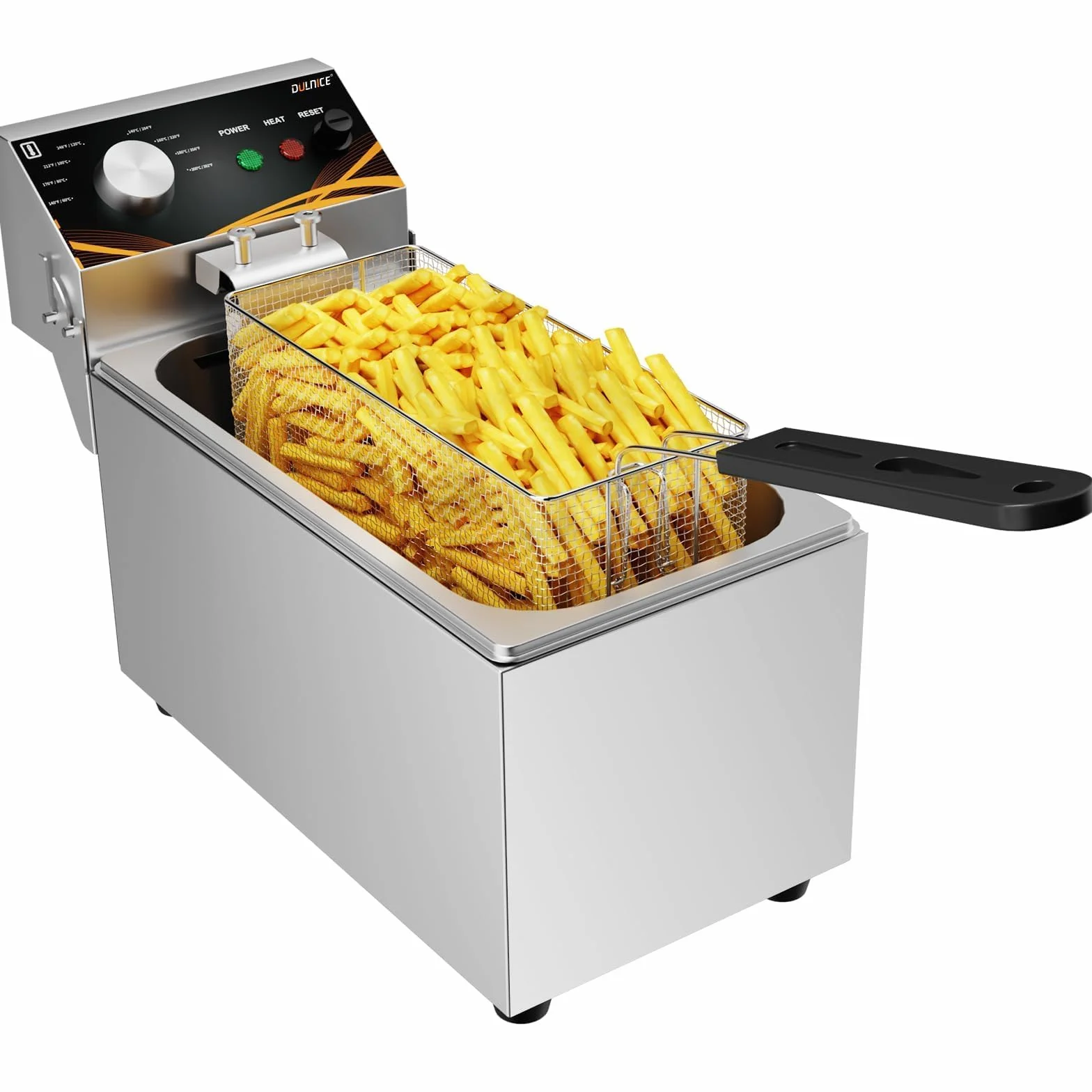 Friggitrice elettrica professionale 3,5 l, controllo della temperatura 60 – 200 °C, riscaldamento rapido per patatine fritte 2000 W
